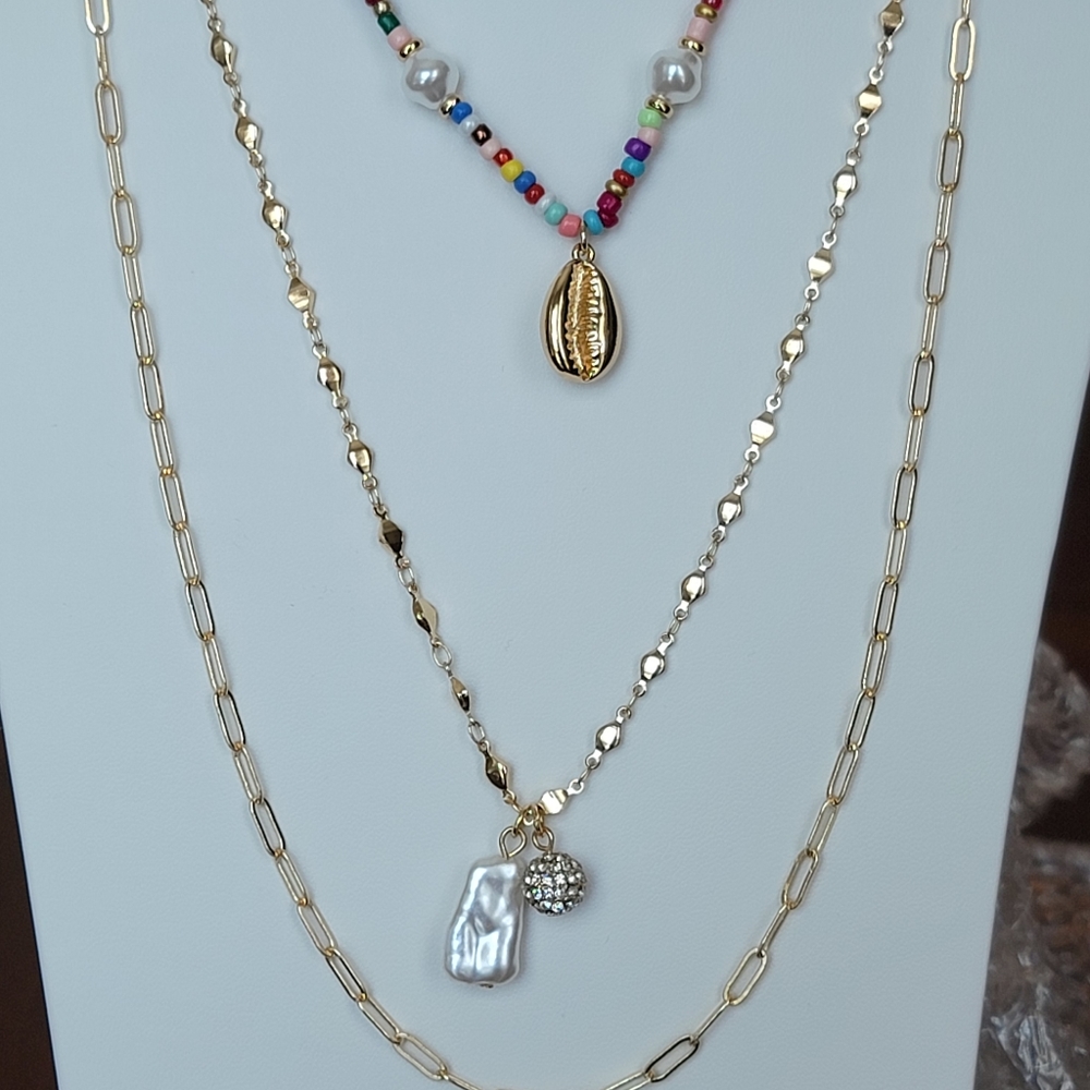 Jessica Simpson Mixed Bead Layered Necklace